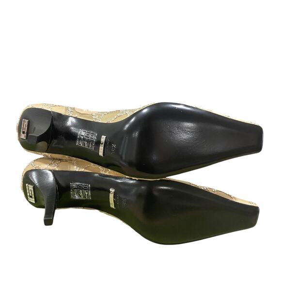 Gucci Demi Crystal GG Logo Mesh Pointed Toe Ankle Boot Tan Nude 85mm - Picture 8 of 9